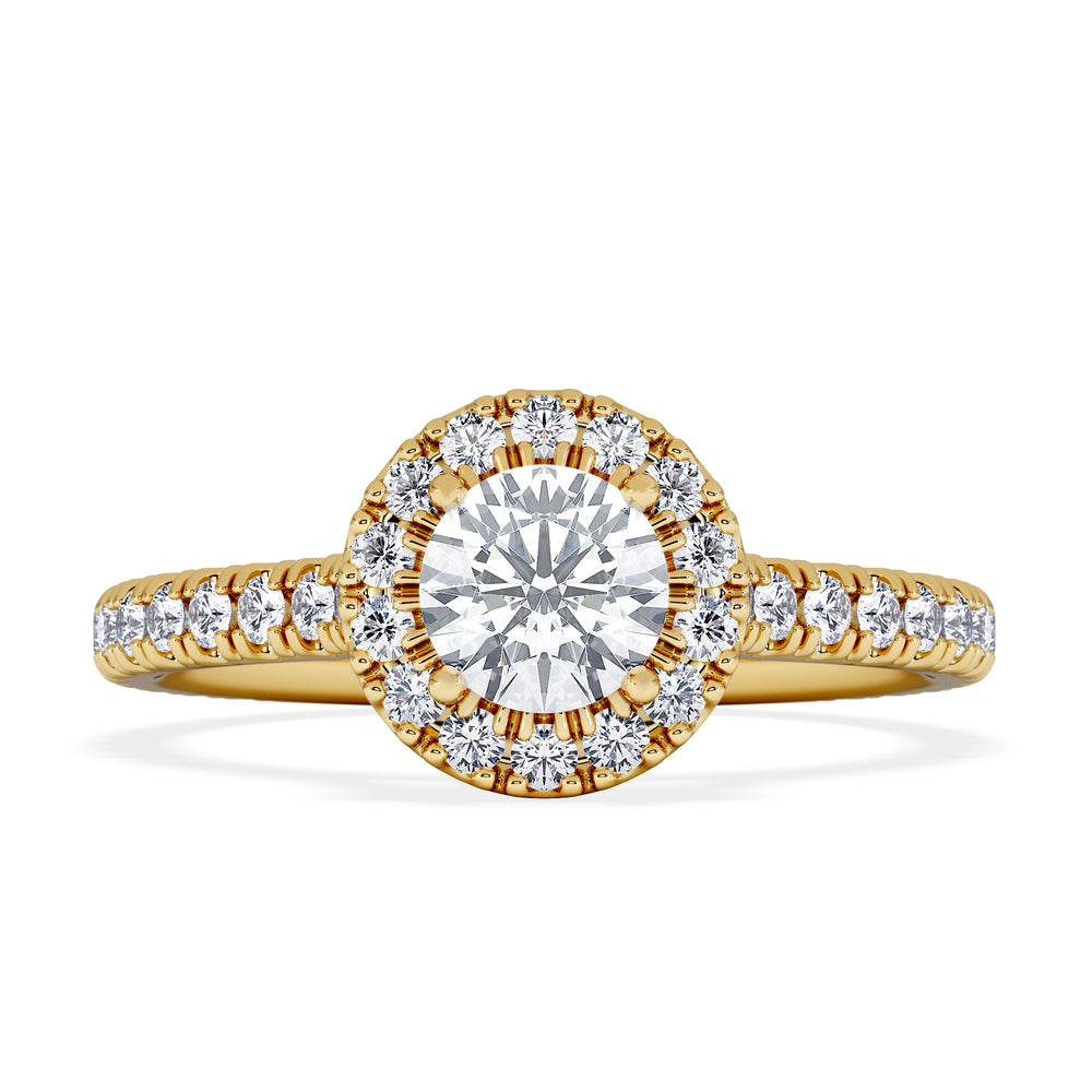 Reina Lab Diamond Halo Engagement Ring in 18K Gold 1.10ct F/VS1