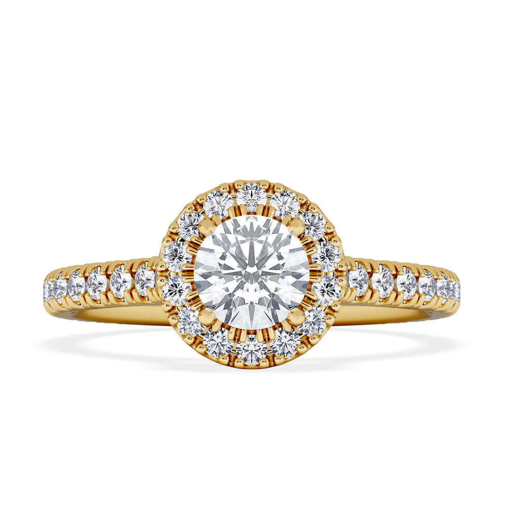 Reina Lab Diamond Halo Engagement Ring in 18K Gold 1.10ct F/VS1