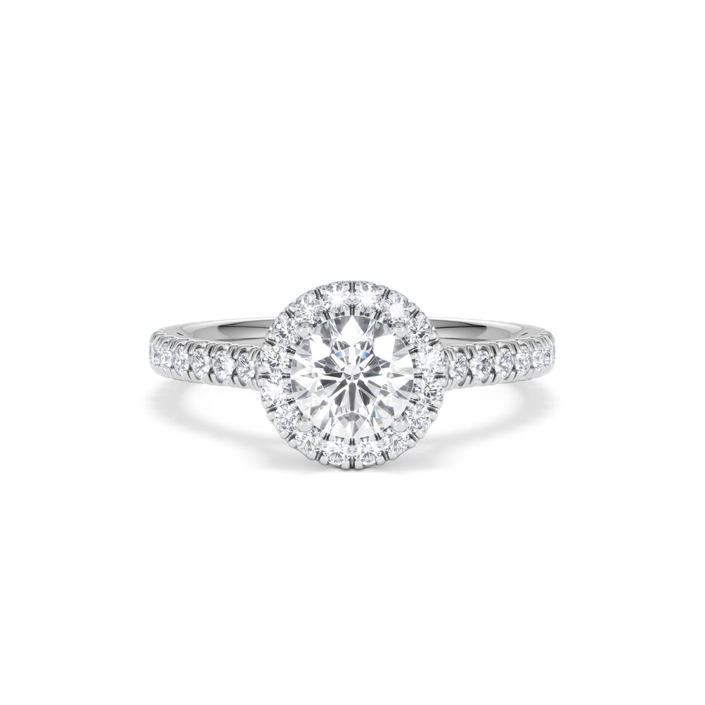 Reina GIA Diamond Halo Engagement Ring in 18K White Gold 1.40ct G/SI2