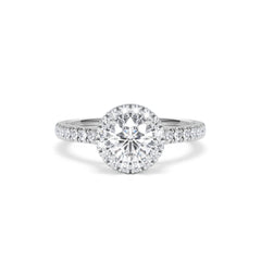 Reina GIA Diamond Halo Engagement Ring in 18K White Gold 1.40ct G/SI2