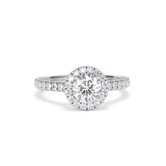 Reina GIA Diamond Halo Engagement Ring in 18K White Gold 1.40ct G/SI2
