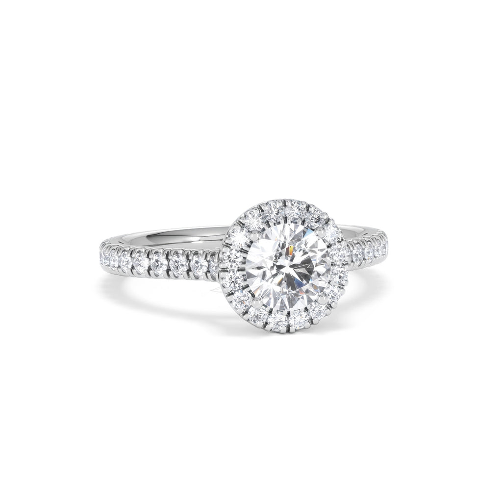 Reina GIA Diamond Halo Engagement Ring in 18K White Gold 1.40ct G/SI2