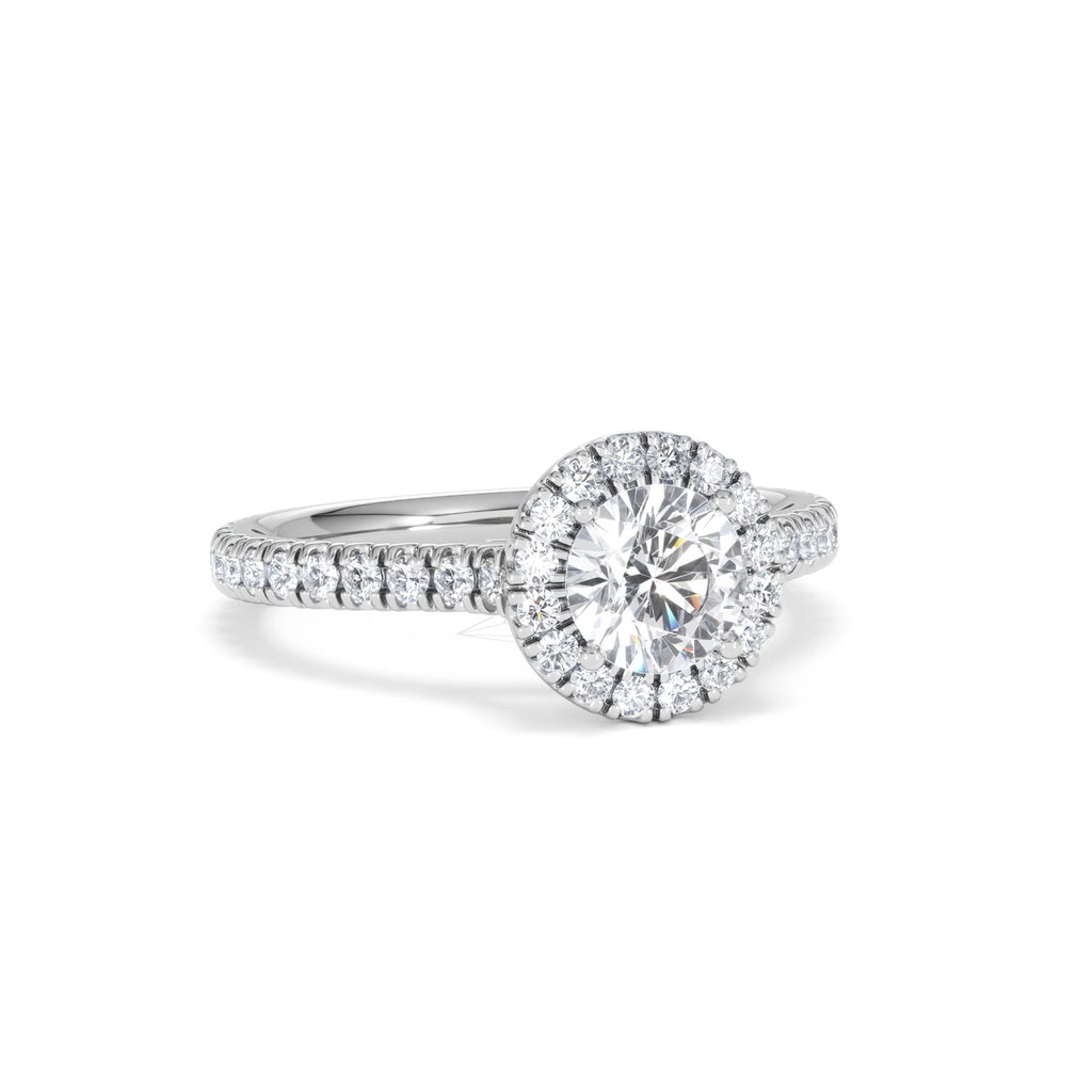 Reina GIA Diamond Halo Engagement Ring in 18K White Gold 1.40ct G/SI2