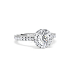 Reina GIA Diamond Halo Engagement Ring in 18K White Gold 1.40ct G/SI2