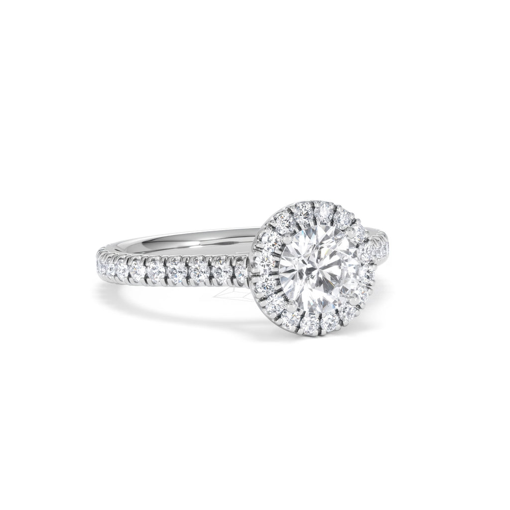 Reina GIA Diamond Halo Engagement Ring in 18K White Gold 1.40ct G/SI2