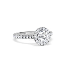 Reina GIA Diamond Halo Engagement Ring in 18K White Gold 1.40ct G/SI2