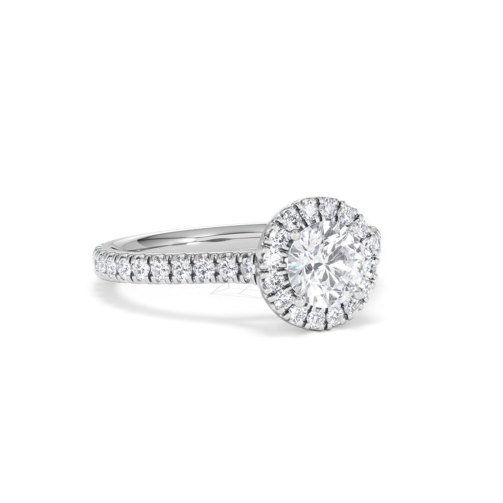 Reina GIA Diamond Halo Engagement Ring in 18K White Gold 1.40ct G/SI2