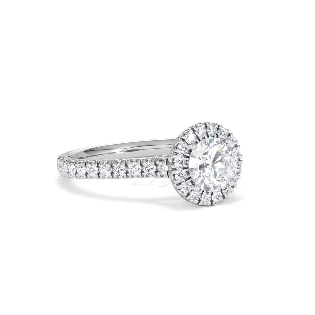 Reina GIA Diamond Halo Engagement Ring in 18K White Gold 1.40ct G/SI2