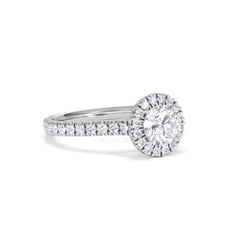 Reina GIA Diamond Halo Engagement Ring in Platinum 1.40ct G/SI2