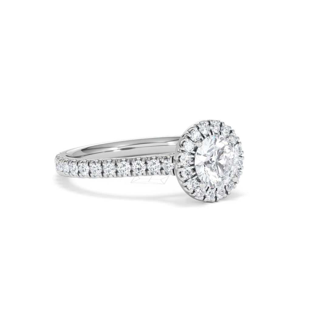 Reina GIA Diamond Halo Engagement Ring in 18K White Gold 1.40ct G/SI2
