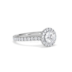 Reina GIA Diamond Halo Engagement Ring in 18K White Gold 1.40ct G/SI2