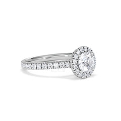 Reina GIA Diamond Halo Engagement Ring in 18K White Gold 1.40ct G/SI2