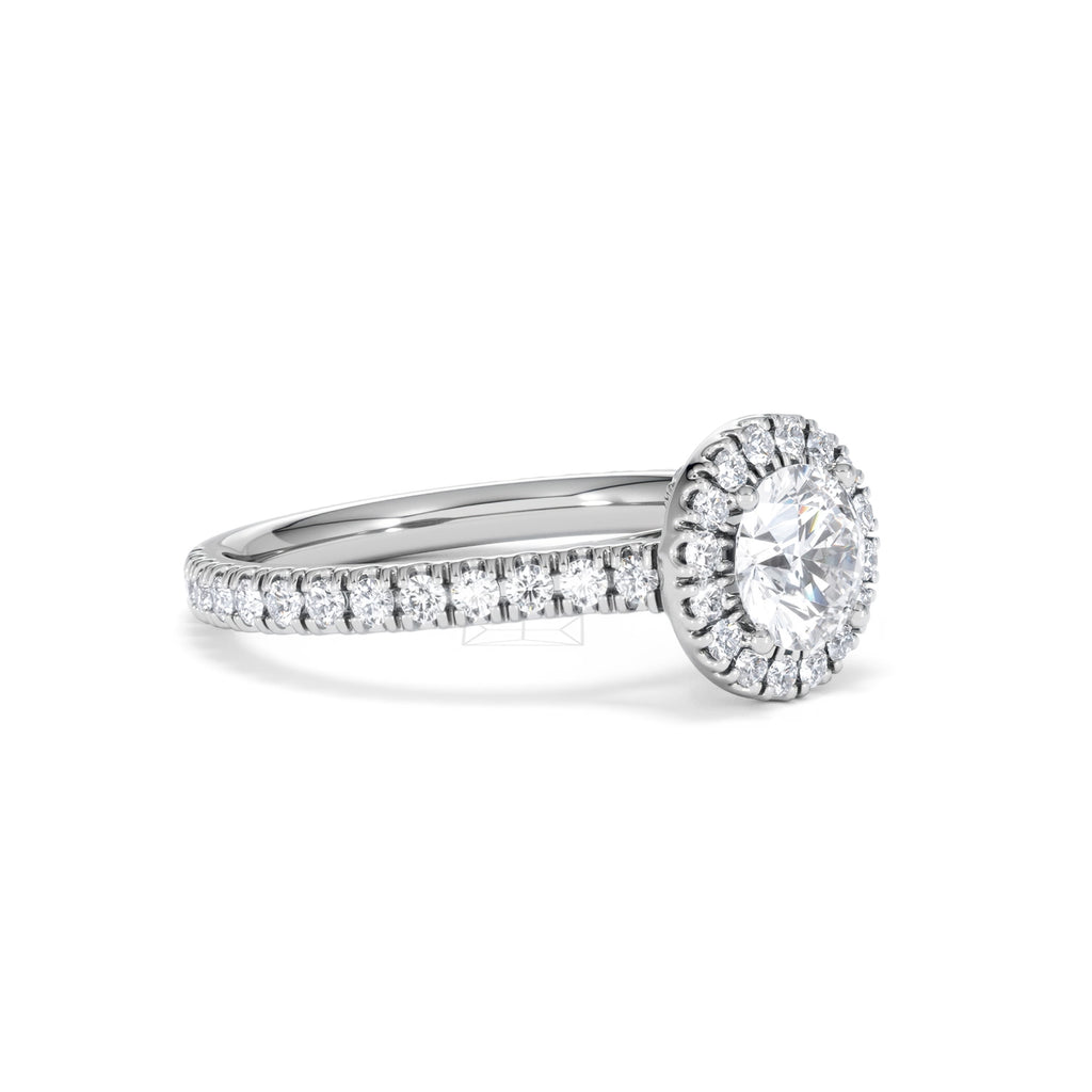Reina GIA Diamond Halo Engagement Ring in 18K White Gold 1.40ct G/SI2