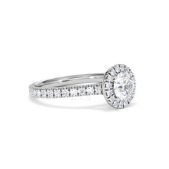 Reina GIA Diamond Halo Engagement Ring in 18K White Gold 1.40ct G/SI2