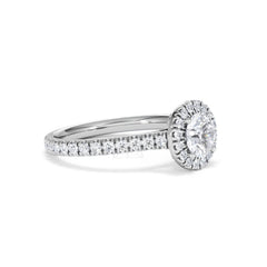 Reina GIA Diamond Halo Engagement Ring in 18K White Gold 1.40ct G/SI2