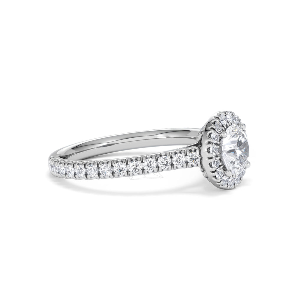 Reina GIA Diamond Halo Engagement Ring in 18K White Gold 1.40ct G/SI2