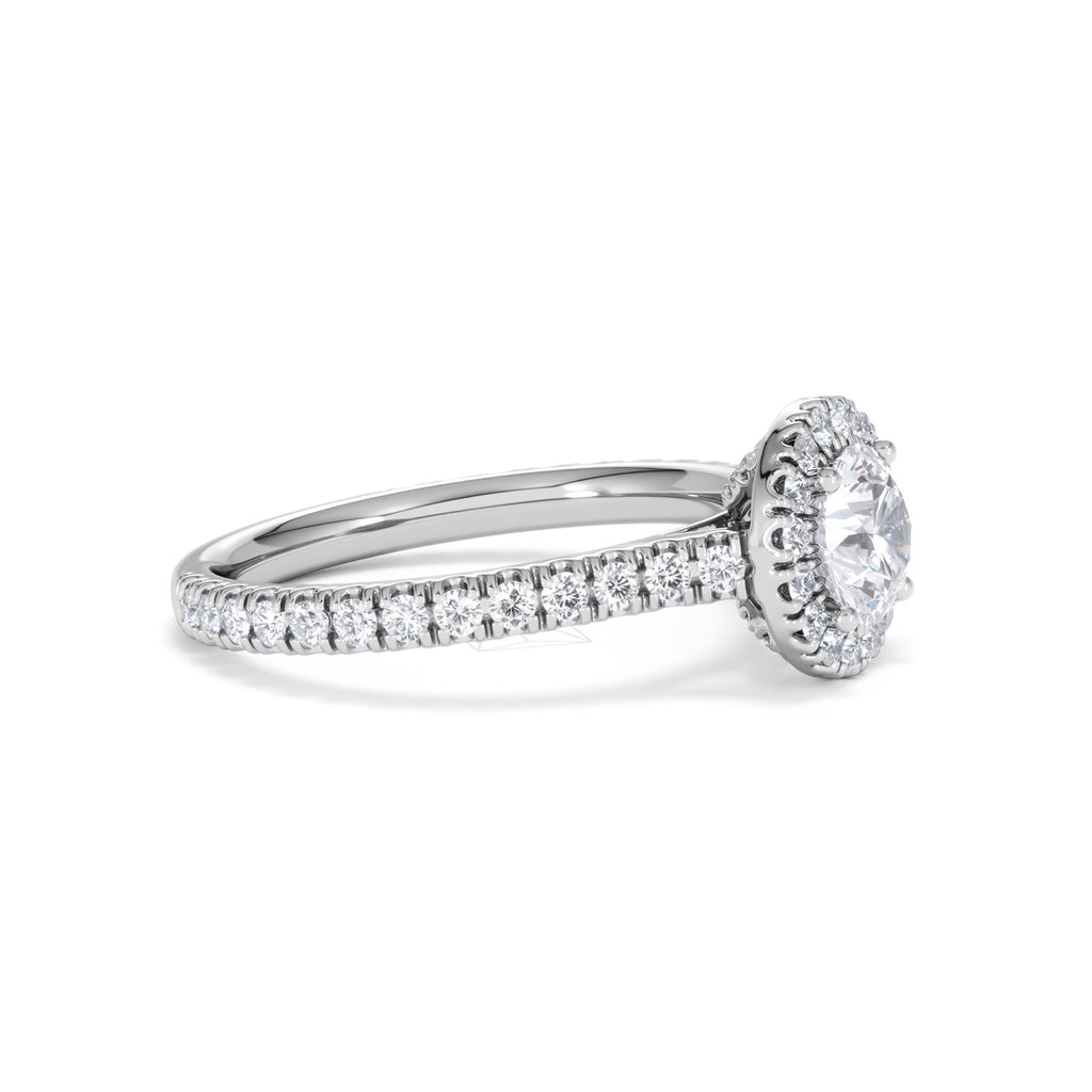 Reina GIA Diamond Halo Engagement Ring in 18K White Gold 1.40ct G/SI2