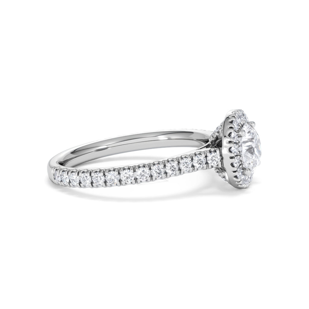 Reina GIA Diamond Halo Engagement Ring in 18K White Gold 1.40ct G/SI2
