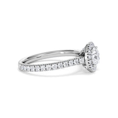 Reina GIA Diamond Halo Engagement Ring in 18K White Gold 1.40ct G/SI2