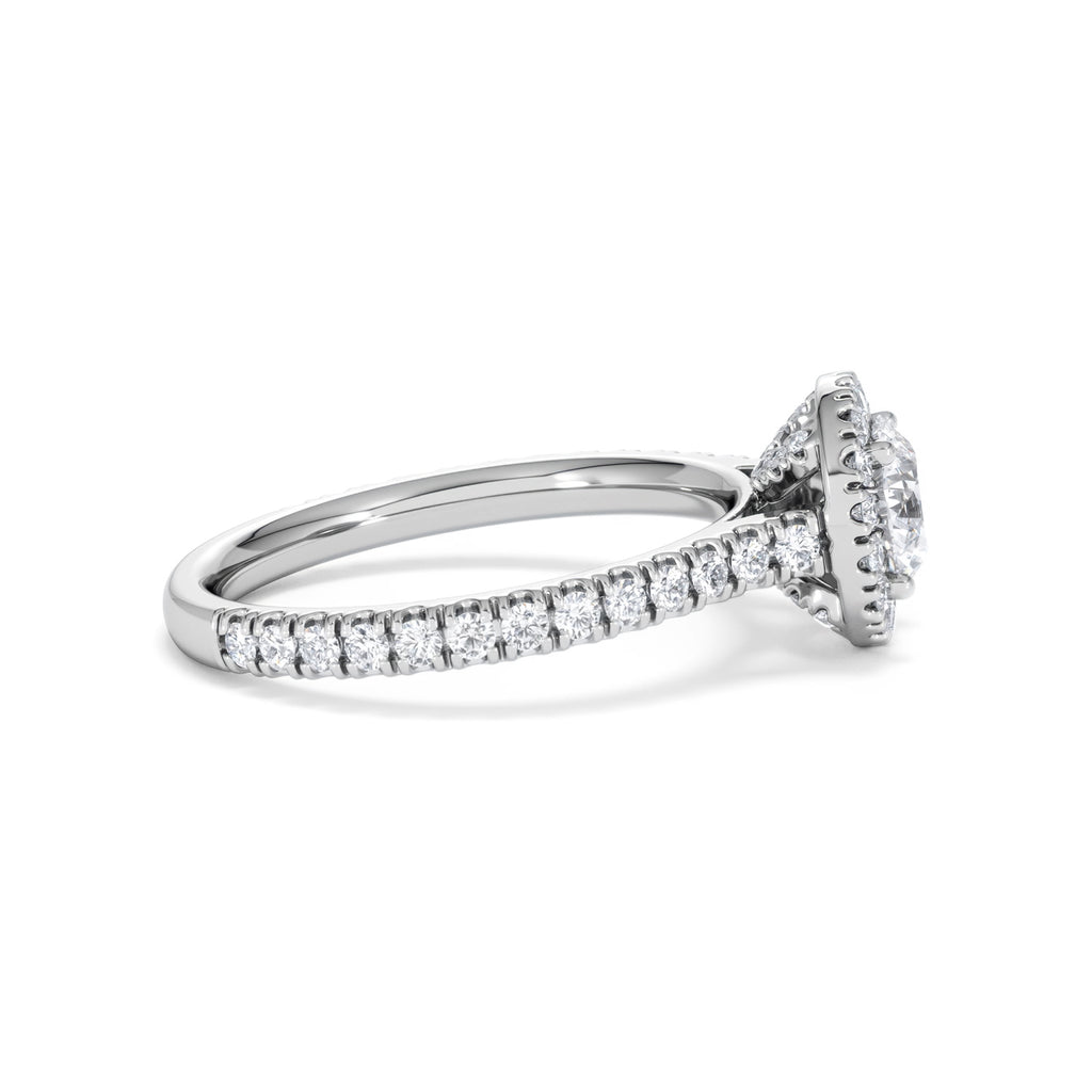 Reina GIA Diamond Halo Engagement Ring in 18K White Gold 1.40ct G/SI2