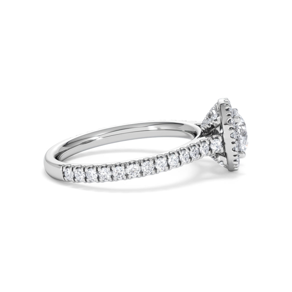 Reina GIA Diamond Halo Engagement Ring in 18K White Gold 1.40ct G/SI2