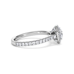 Reina GIA Diamond Halo Engagement Ring in 18K White Gold 1.40ct G/SI2