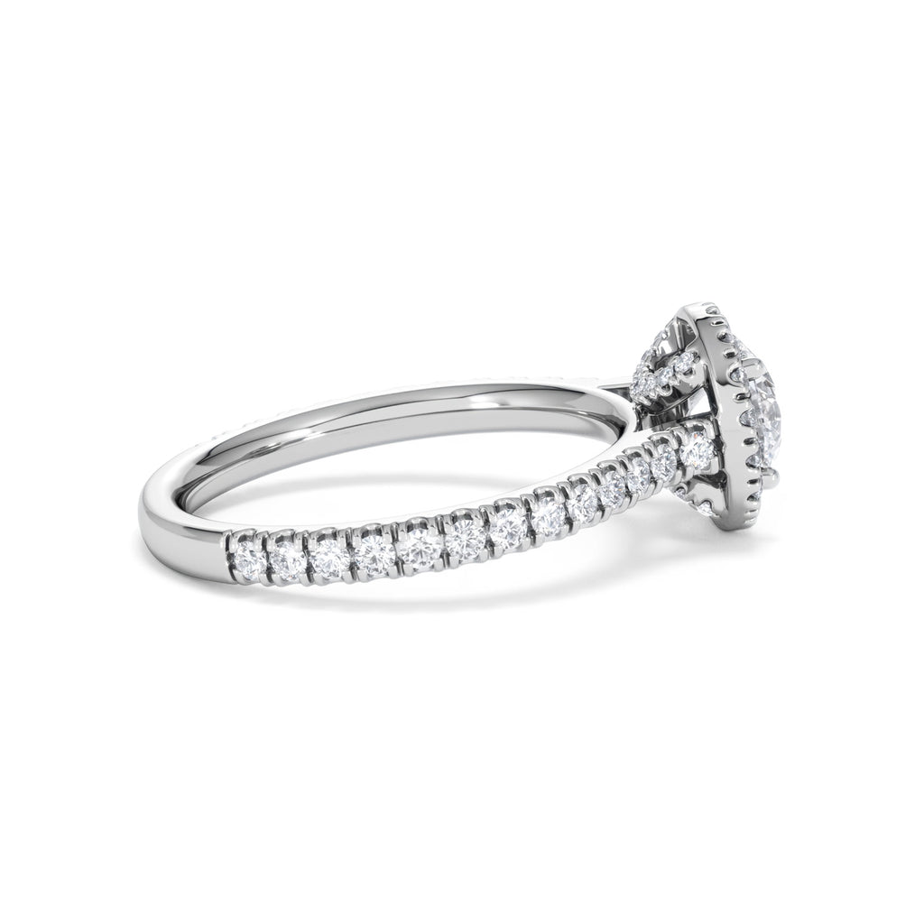 Reina GIA Diamond Halo Engagement Ring in 18K White Gold 1.40ct G/SI2