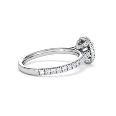 Reina GIA Diamond Halo Engagement Ring in 18K White Gold 1.40ct G/SI2