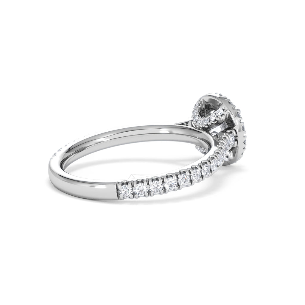 Reina GIA Diamond Halo Engagement Ring in 18K White Gold 1.40ct G/SI2