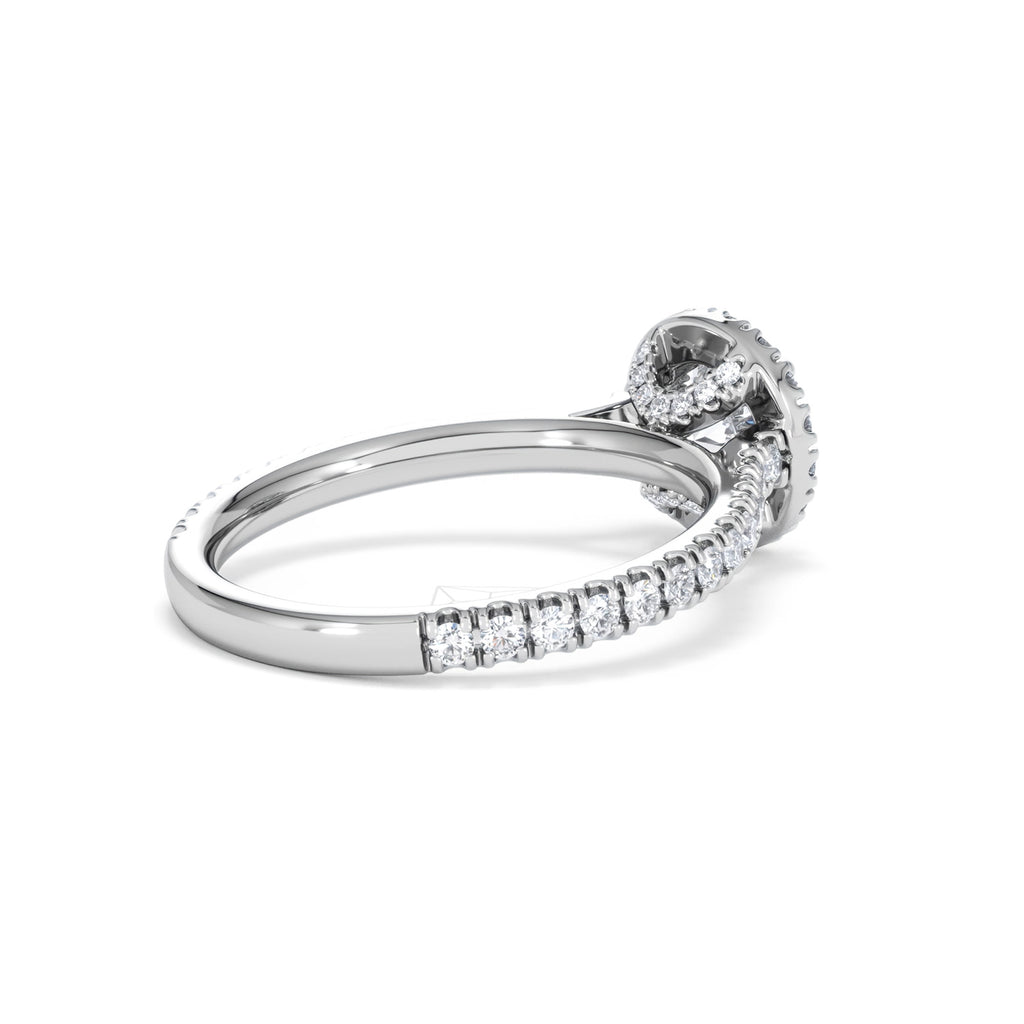 Reina GIA Diamond Halo Engagement Ring in 18K White Gold 1.40ct G/SI2