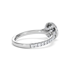 Reina GIA Diamond Halo Engagement Ring in 18K White Gold 1.40ct G/SI2
