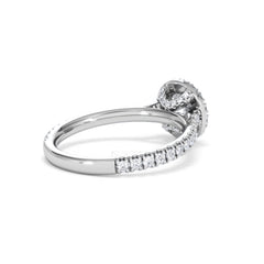 Reina GIA Diamond Halo Engagement Ring in 18K White Gold 1.40ct G/SI2