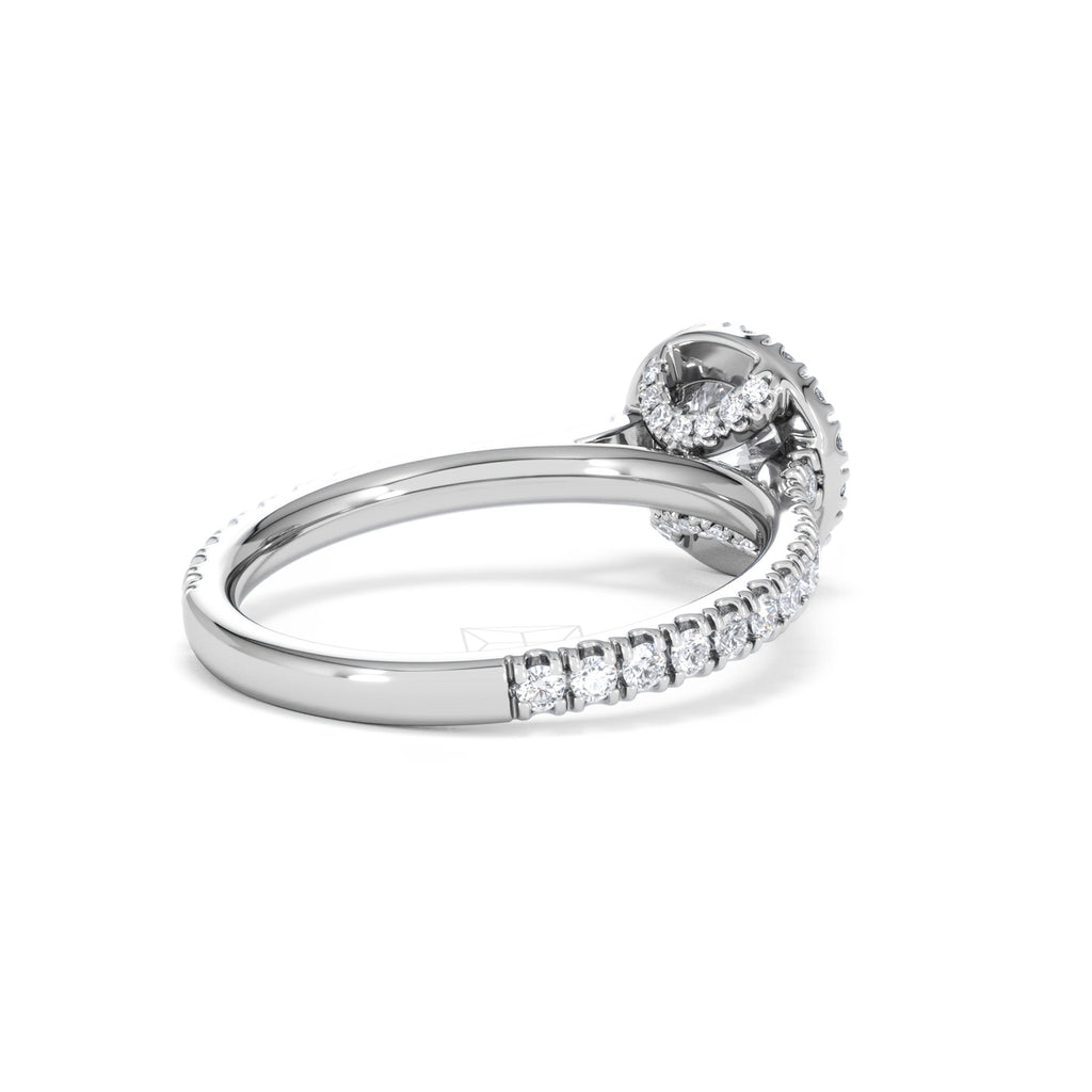 Reina GIA Diamond Halo Engagement Ring in 18K White Gold 1.40ct G/SI2