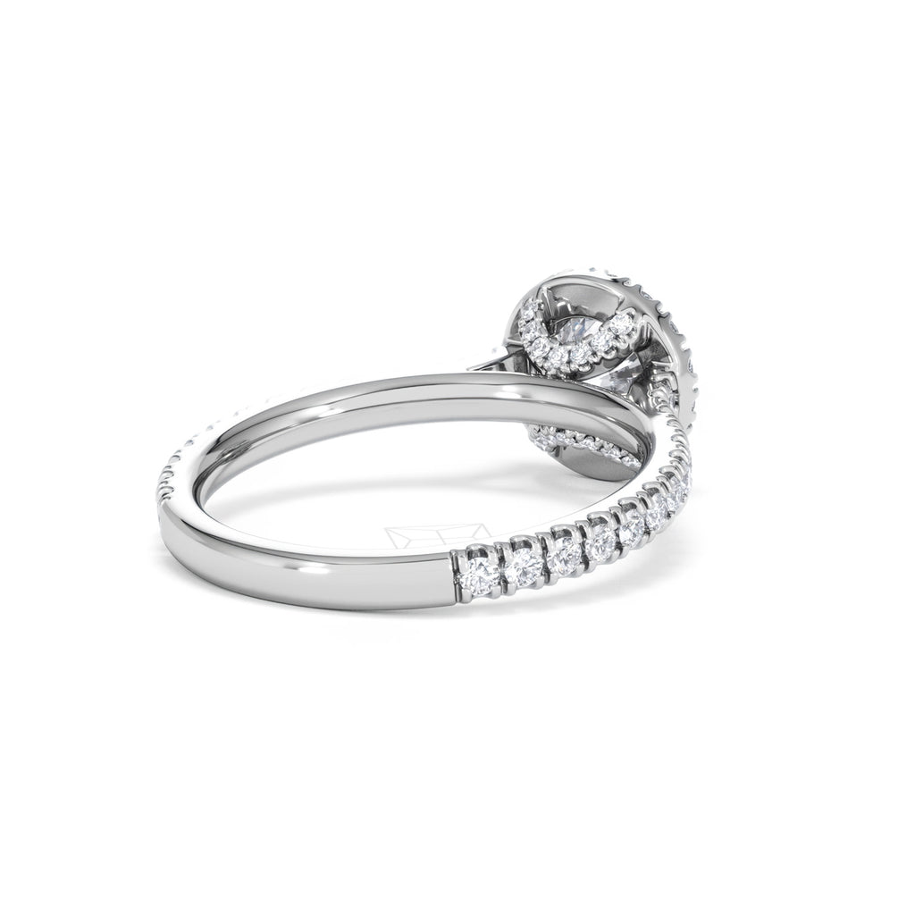 Reina GIA Diamond Halo Engagement Ring in 18K White Gold 1.40ct G/SI2
