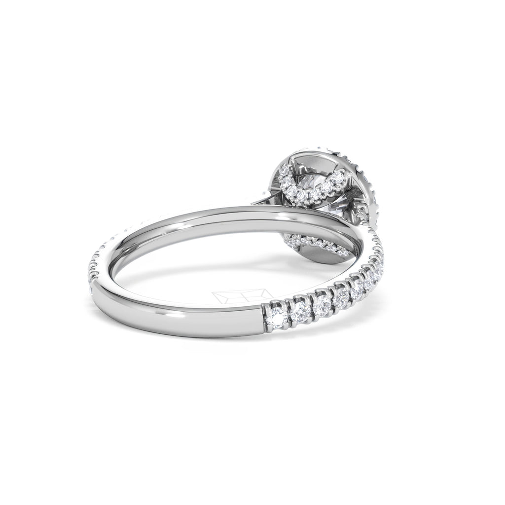 Reina GIA Diamond Halo Engagement Ring in 18K White Gold 1.40ct G/SI2