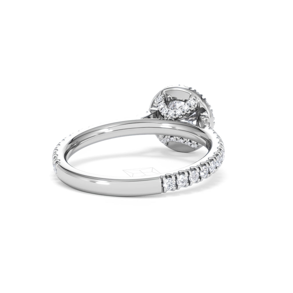 Reina GIA Diamond Halo Engagement Ring in 18K White Gold 1.40ct G/SI2