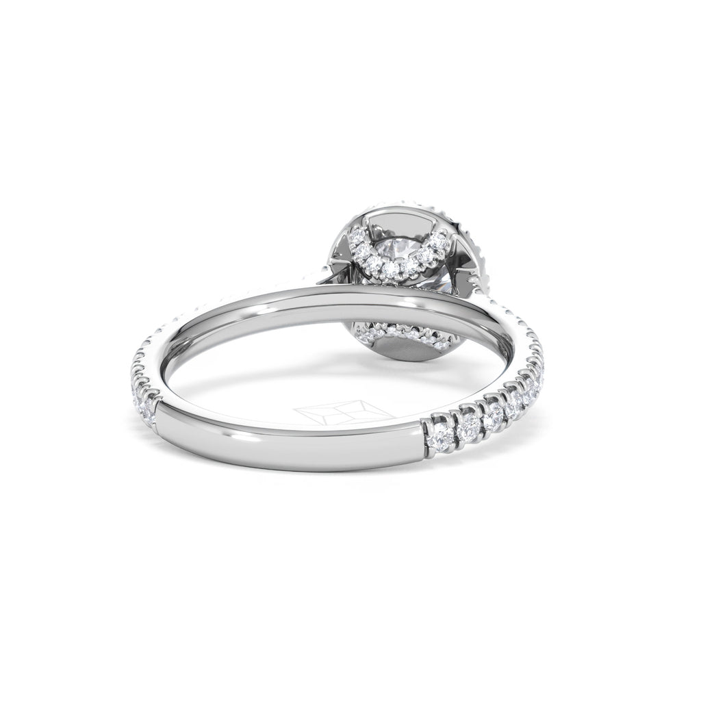 Reina GIA Diamond Halo Engagement Ring in 18K White Gold 1.40ct G/SI2