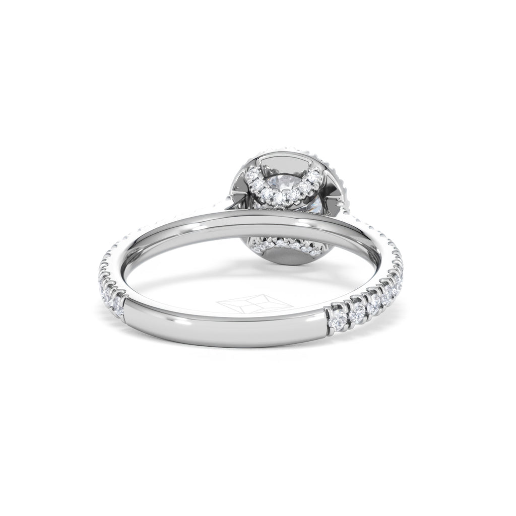 Reina GIA Diamond Halo Engagement Ring in 18K White Gold 1.40ct G/SI2