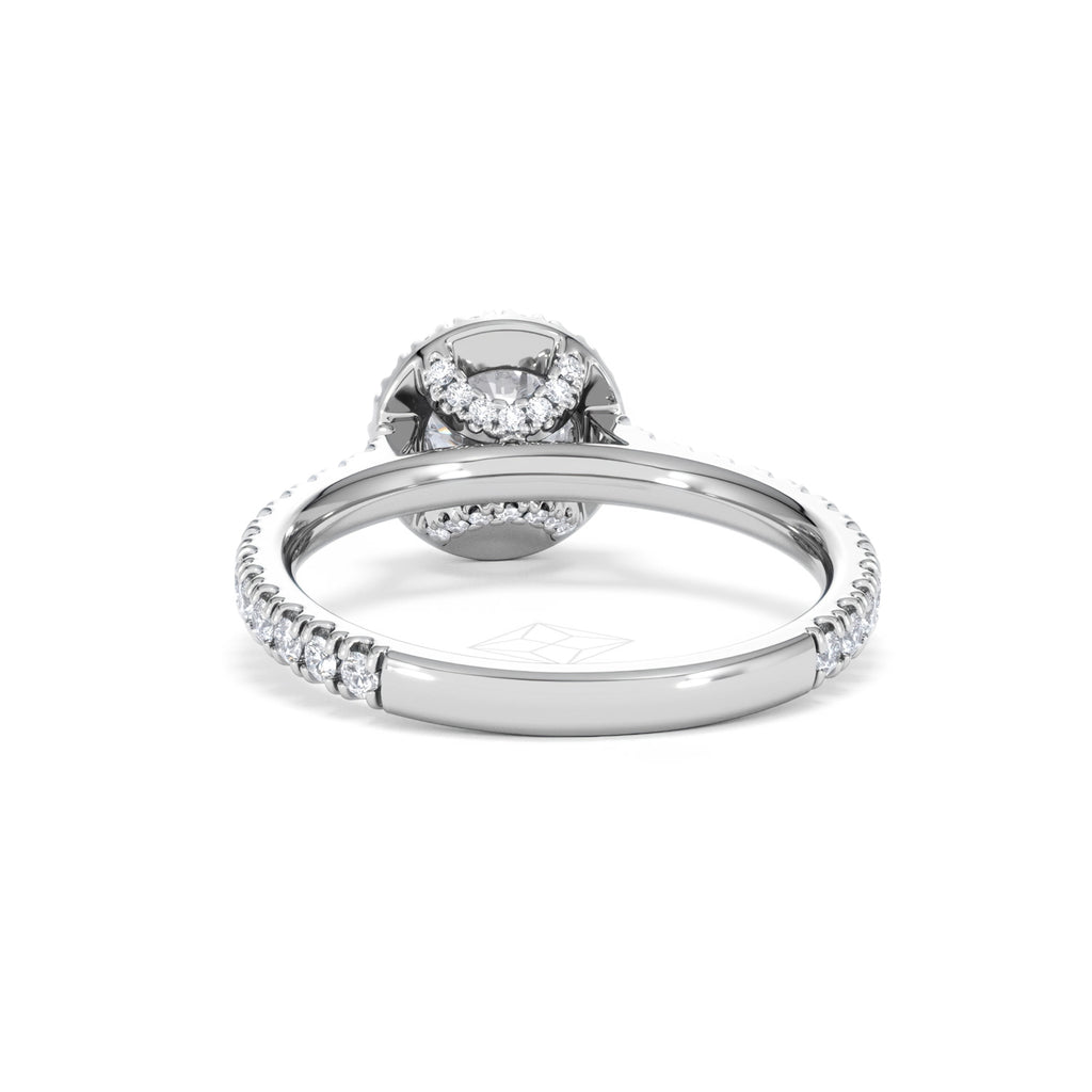 Reina GIA Diamond Halo Engagement Ring in 18K White Gold 1.40ct G/SI2
