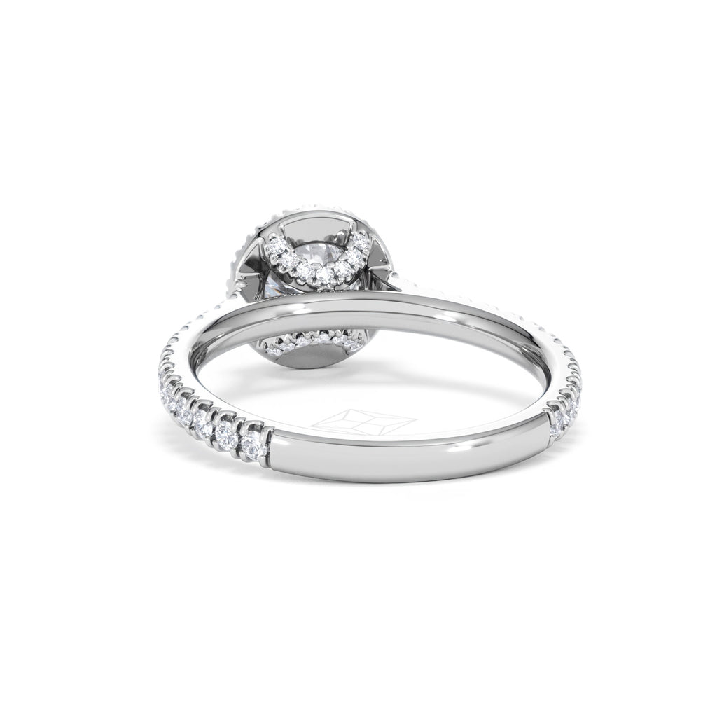Reina GIA Diamond Halo Engagement Ring in 18K White Gold 1.40ct G/SI2