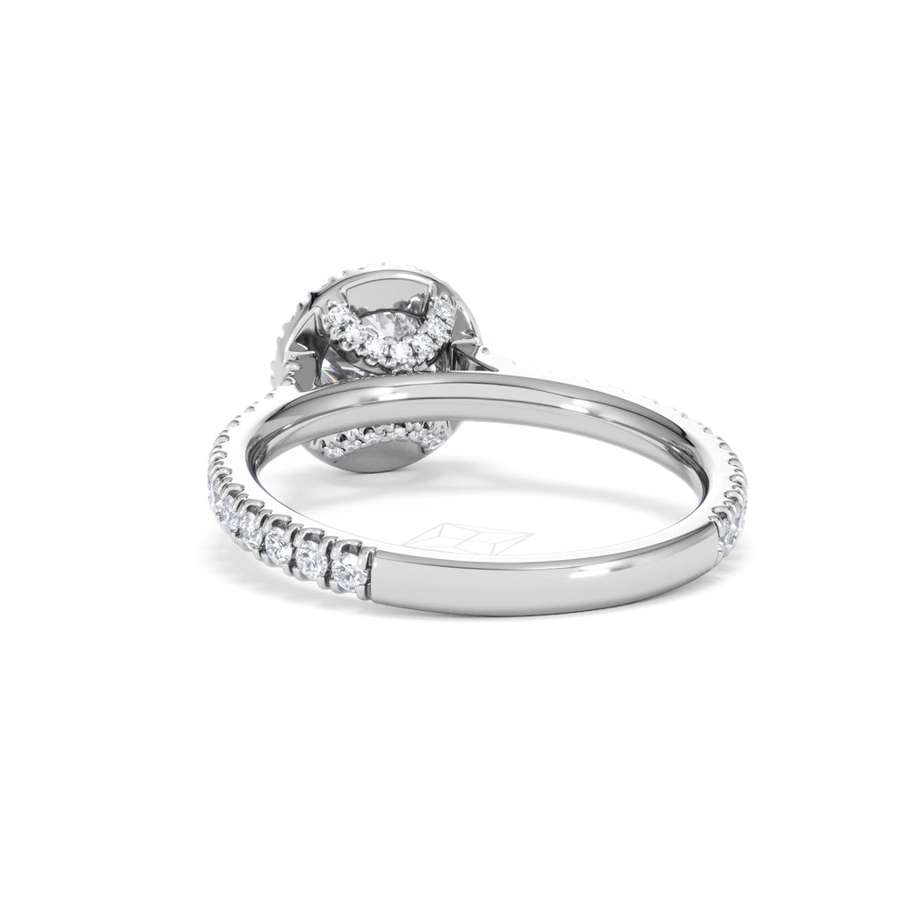 Reina GIA Diamond Halo Engagement Ring in 18K White Gold 1.40ct G/SI2