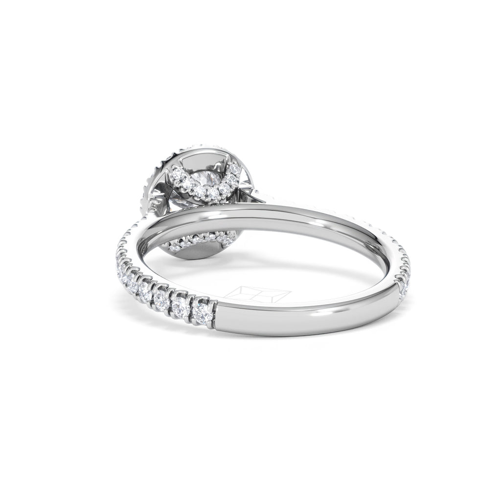 Reina GIA Diamond Halo Engagement Ring in 18K White Gold 1.40ct G/SI2