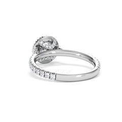 Reina GIA Diamond Halo Engagement Ring in 18K White Gold 1.40ct G/SI2