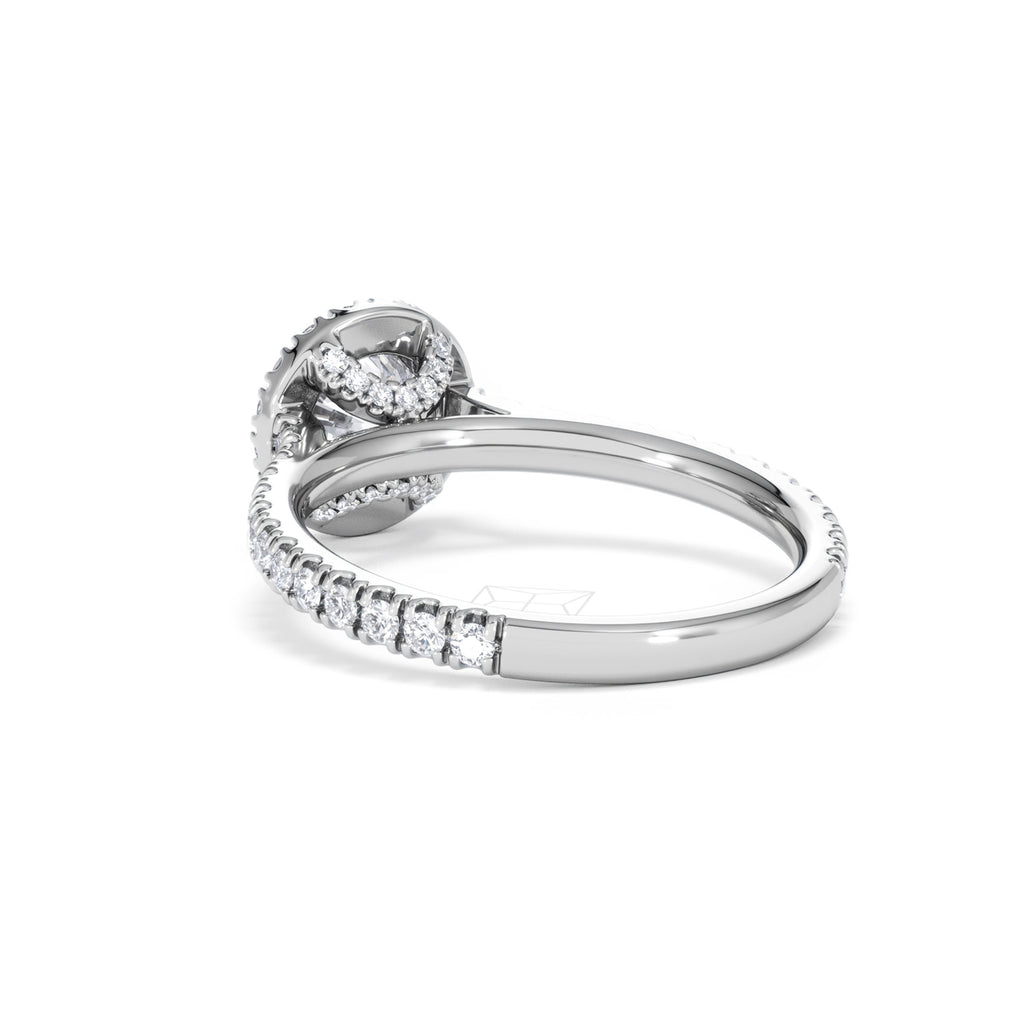 Reina GIA Diamond Halo Engagement Ring in 18K White Gold 1.40ct G/SI2