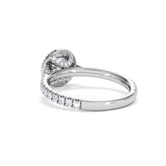 Reina GIA Diamond Halo Engagement Ring in 18K White Gold 1.40ct G/SI2