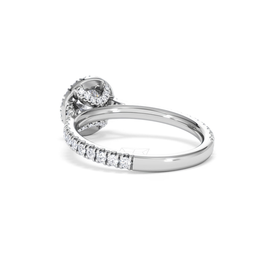 Reina GIA Diamond Halo Engagement Ring in 18K White Gold 1.40ct G/SI2