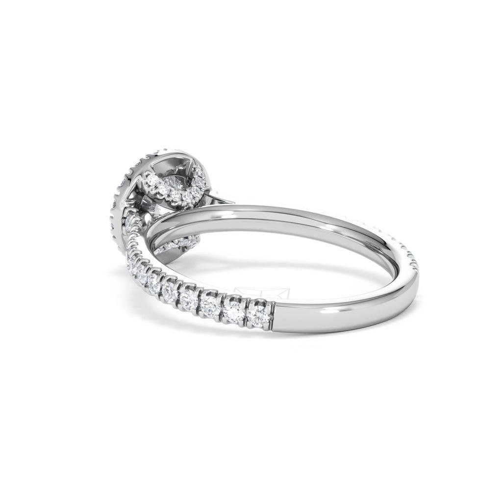 Reina GIA Diamond Halo Engagement Ring in 18K White Gold 1.40ct G/SI2