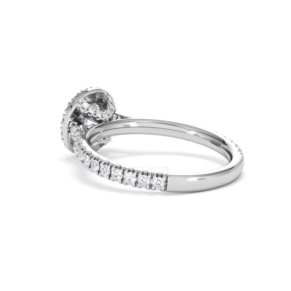 Reina GIA Diamond Halo Engagement Ring in 18K White Gold 1.40ct G/SI2