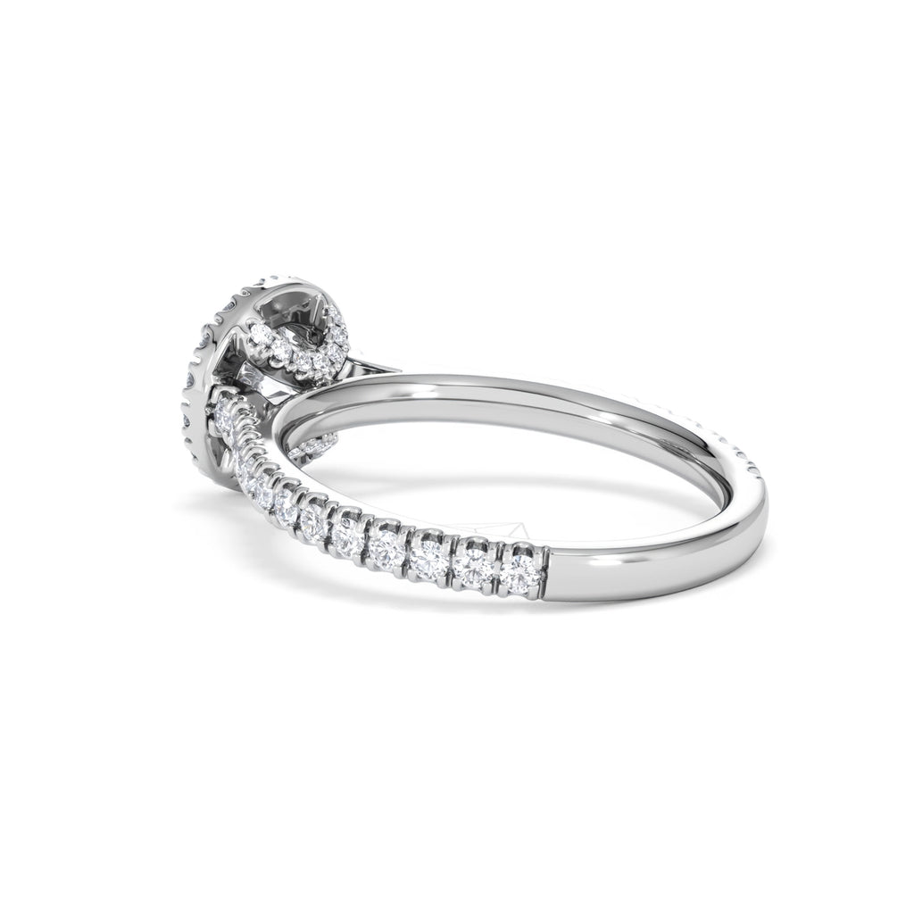 Reina GIA Diamond Halo Engagement Ring in 18K White Gold 1.40ct G/SI2