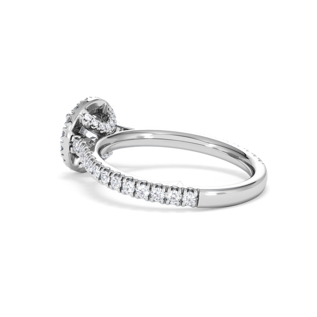 Reina GIA Diamond Halo Engagement Ring in 18K White Gold 1.40ct G/SI2